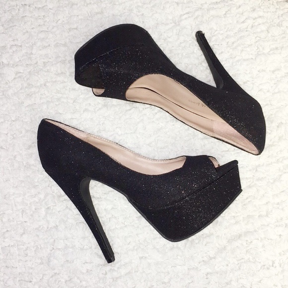black glitter prom shoes
